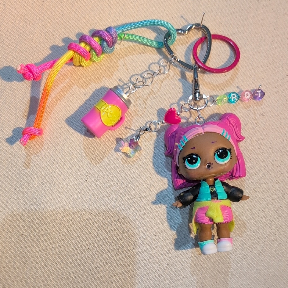 Lol Surprise Gamer VRQT Upcycled Handmade Bag Charm Keychain